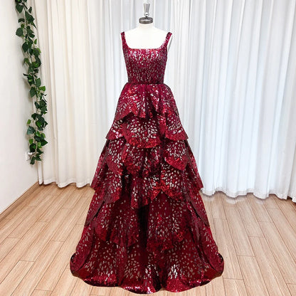 Luxury Sequined Evening Dress Tiered Petal Skirt Formal Prom Gown Customized Robe De Soiree For Women Party 2026