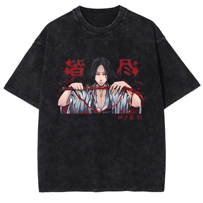 Japan Classic Anime BLEACH Zaraki Kenpachi Print T-shirt Men WomenCasual Tees Vintage Style Cotton Clothing Harajuku Washed Tops