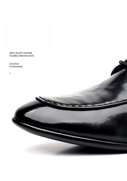 Spring Autumn New Pointed Toe Leather Shoes Men Fashion Business Casual Shoe Male Lace Designer Solid Color Wedding Shoes Man