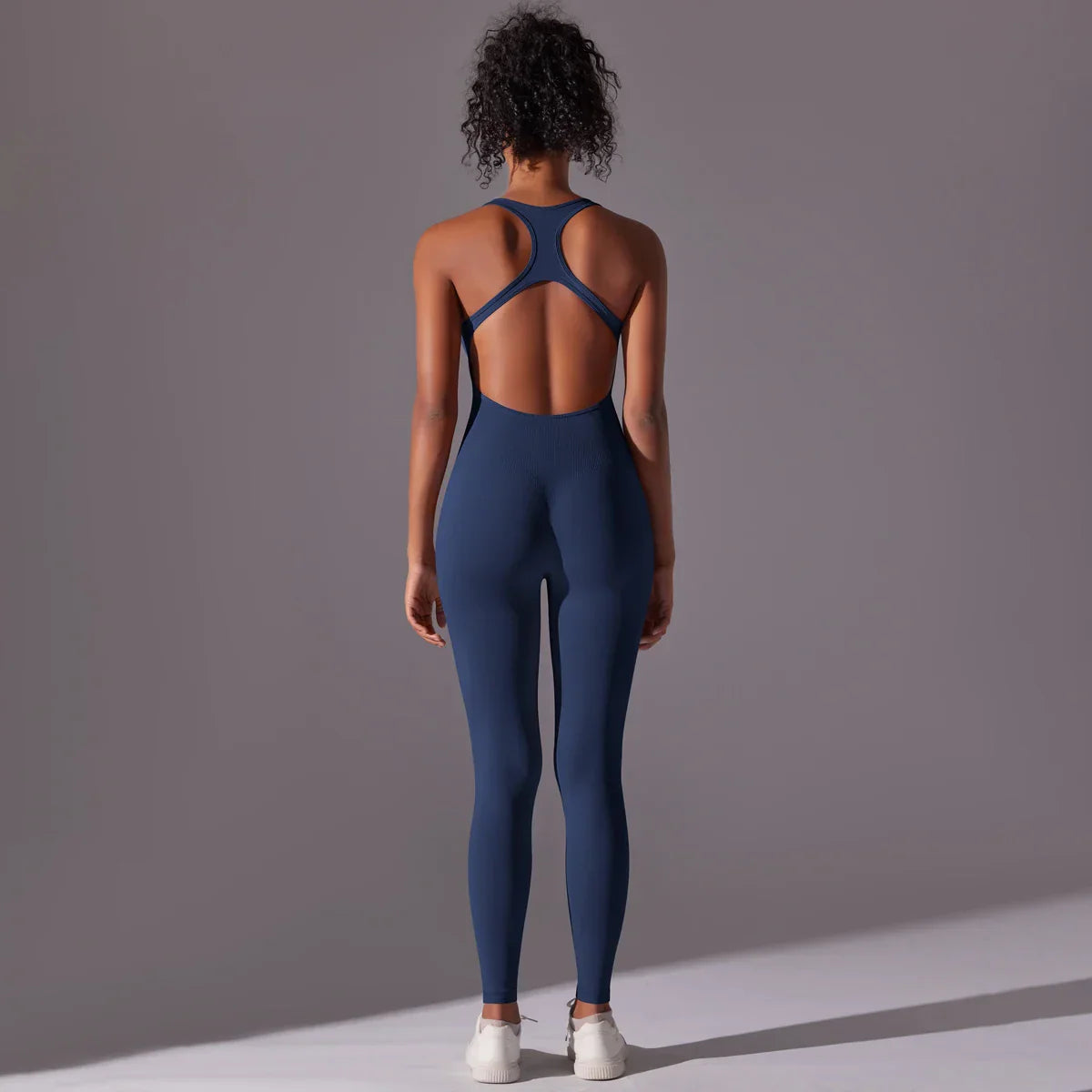 Backless Yoga Bodysuit Women Sports Jumpsuit Fitness Sportswear Workout Set Solid Color Seamless Butt Lifting Yoga Bodysuit