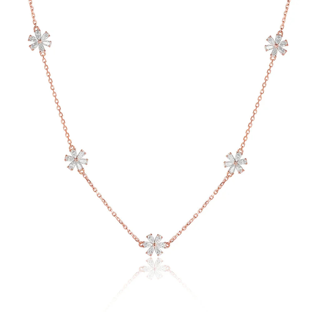 Pear Cut Flower Moissanite Necklaces for Women GRA Certified Lab Moissanite s925 Sterling Silver Chain Dainty Necklace