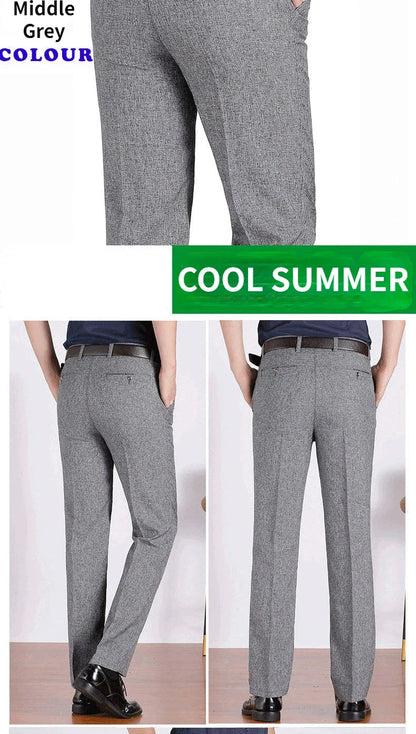 Autumn Thick  Summer Thin Casual Pants Men Straight Formal Long Trouser Adult Solid Color Flat Design Suit Pant Business RIYBEOE