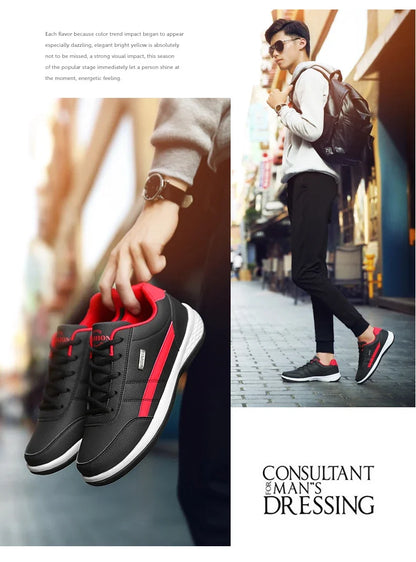 Shoes for Men Leather Sneaker Waterproof Casual Comfortable Men's Sneaker Lace Up Footwear Vulcanized Man Shoe Masculino