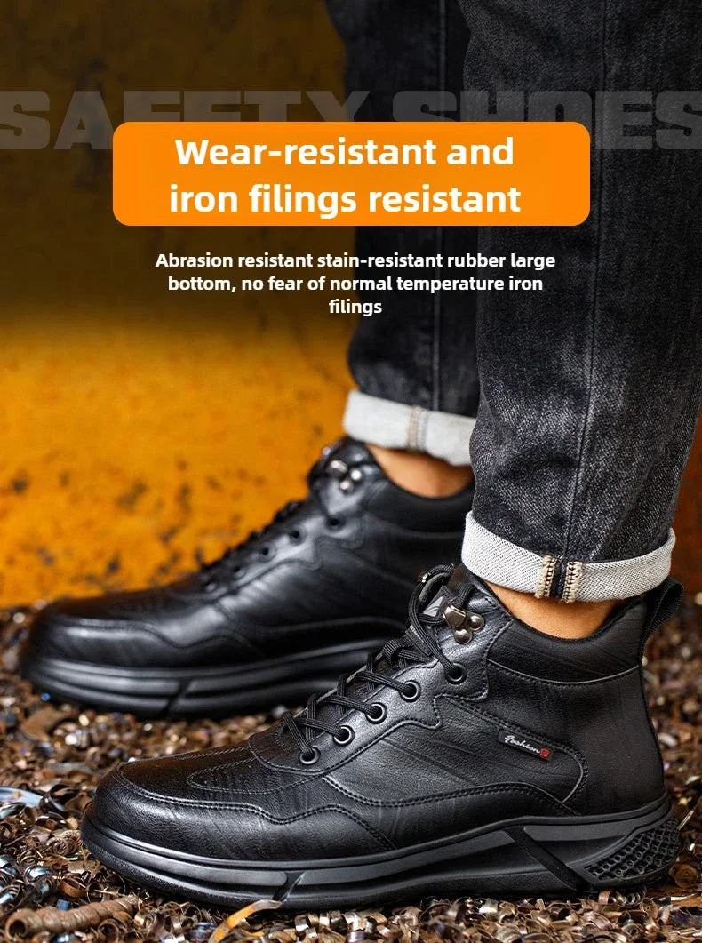 Comfortable safety sneaker for men winter anti-slip boots man construction indestructible black work boots steel nose work shoes