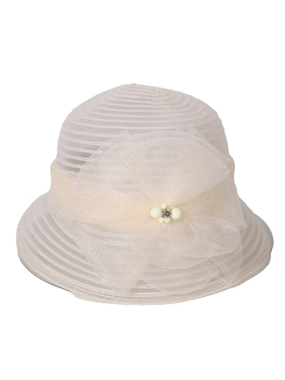 Floral Derby Fascinator Hat & Fedora for Women - Wedding Bridal Church Tea Party Formal Dress Accessories, Floppy Sun Caps
