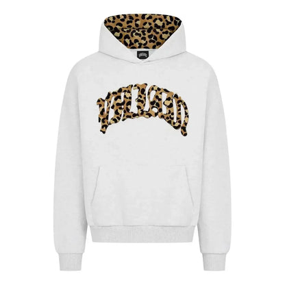 High street fashion leopard print letter embroidered men sportswear suit Y2K American casual retro hoodie trend loose clothing