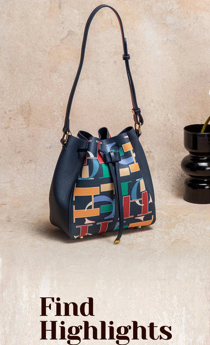 Seasonal New Arrival Fashionable Classic Women's Bucket Bag Color-Blocked Letter Print Design Women's New Shoulder Bag