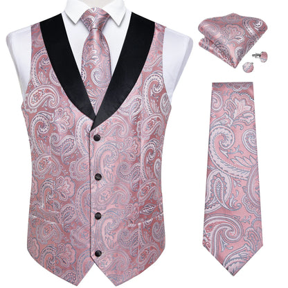 Men's Vest Blue Floral Suit Vest V Neck Tie Set For Wedding Party Brand Formal Dress Waistcoat Man Casual Sleeveless Jacket