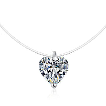 Moissanite Necklace 1-2ct Pear/Marquise/Round Brilliant Cut Diamond Fishing Line S925 Silver Pendant Necklaces for Gift