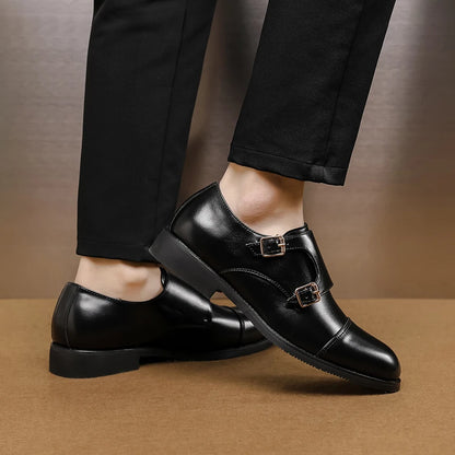 Luxury Brand New Men Casual Shoes Leather Men Fashion Double Buckle Loafers Mens Slip-on Board Oxford Shoes Spring Elegant Flats