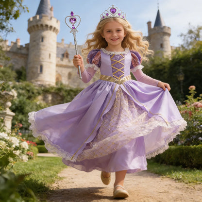 Rapunzel Purple Dress Princess Costume Sets Children Birthday Carnival Halloween Party Fancy Girls Ball Gown Cosplay Clothes