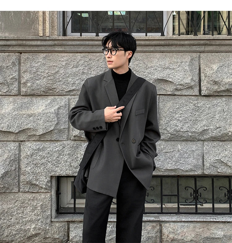 Spring Summer Men Formal Blazers Men Korean Fashion Loose Casual Dress Jacket Men Harajuku Social Suit Jacket Clothing