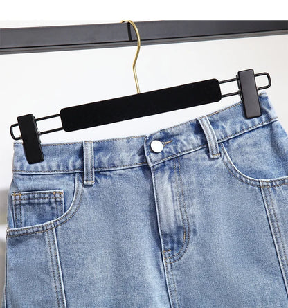 Summer High-waisted Denim Shorts Women Fur-trimmed Zipper Pocket 7XL Jeans Casual Fashion Loose Patchwork Short Pants