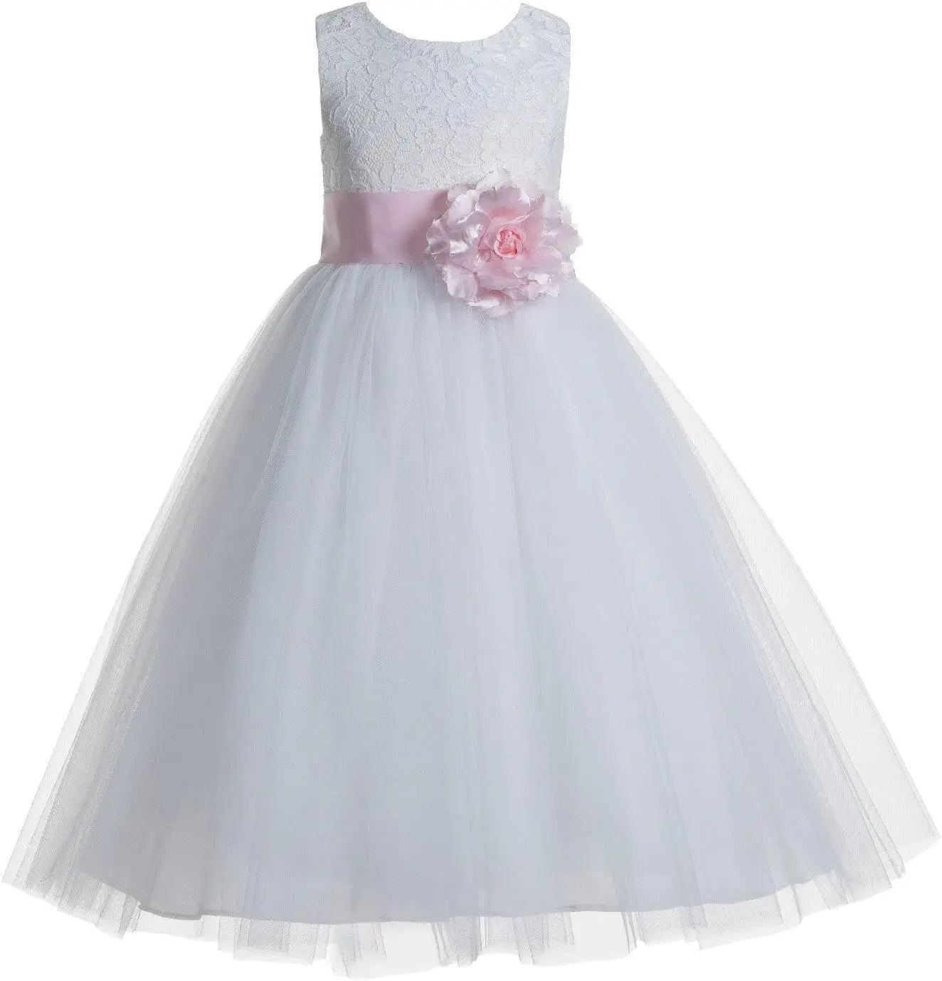 Ivory Floral Lace Heart Cutout Dress for Girls Junior Bridesmaid Pageant Gown Elegant Flower Girl Pageant Dresses