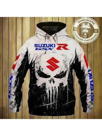 2026 Spring and Autumn Sportswear 3D printed men's and women's hoodies Hip-Hop street fashion motorcycle clothing