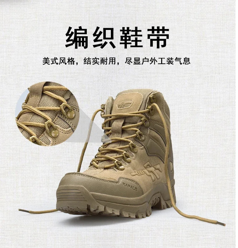 New Men Tactical Boots Army Breathable Desert High Quality Unisex Waterproof Male Hunting Boots Ankle Work Climbing Hiking Shoes