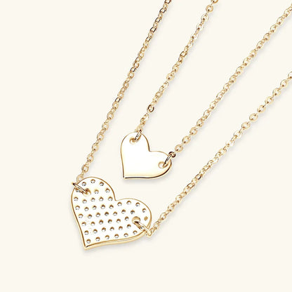 Collar Plata 925 Sterling Silver Heart Pendant Necklace 1.5mm&1.3mm Moissanite Necklaces For Women Double Chain Jewellry