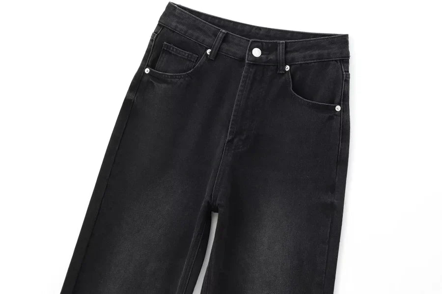 Wide-leg high-waisted jeans  women's classic everything with five pockets washed soft comfortable ultra-long jeans6045022