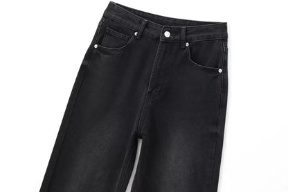 Wide-leg high-waisted jeans  women's classic everything with five pockets washed soft comfortable ultra-long jeans6045022
