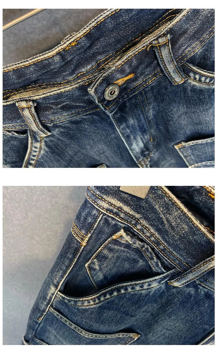 Autumn and Spring Fashion Trend American Vintage Straight Leg Denim Pants for Men Casual Loose Comfortable High Quality Pants