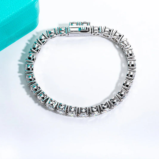 AnuJewel Bracelet Tennis Diamant Moissanite Couleur D 3mm/4mm/5mm/6.5mm en Argent Sterling 925 Bracelets de Mariage pour Femme & Homme