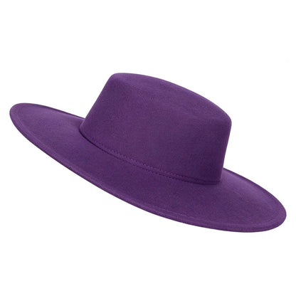 Elegant Women Men Flat Top Wide Brim Fedora Hat Autumn Winter Fedoras Boater Hat Church Panama Hats