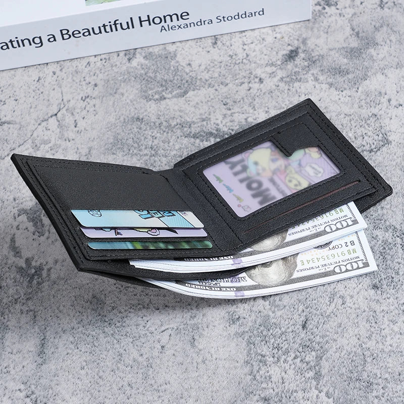 New men's wallet short wallet young men's fashion and leisure plaid multi-card thin soft wallet coin purse