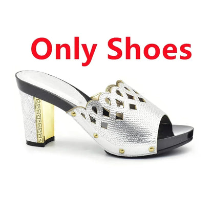 Italian Ladies Shoes and Bags To Match Set Decorated with Rhinestone Plus Size Shoes Women Heel Women Shoes and Bag Set In Italy