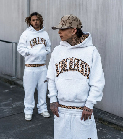 2025 Hoodie Set Man Women Sports Cardigan Jacket Female Winter Street Hip-hop Leopard Print Casual Long Sleeved Sweatshirt Pants
