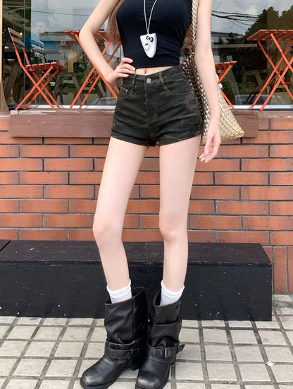Camouflage Denim Shorts for Women Ultra-Short High-Waisted Slimming Short Jeans Female Y2K Streetwear Sexy Tights Hot Shorts