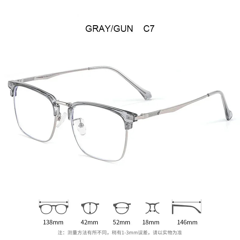 Men's Classic Business Eyeglasses Frames Anti-Blue Light Reading Glasses Myopia Hyperopia Customizable Prescription KE001