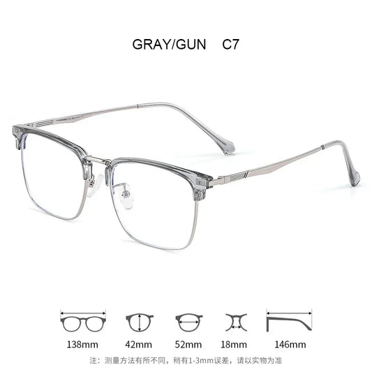 Men's Classic Business Eyeglasses Frames Anti-Blue Light Reading Glasses Myopia Hyperopia Customizable Prescription KE001