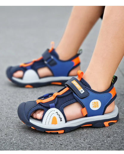New Style Summer Beach Water Children Sandals Fashion Shoes Outdoor Non-slip Soft Bottom Shading Leather Boys Comfortable