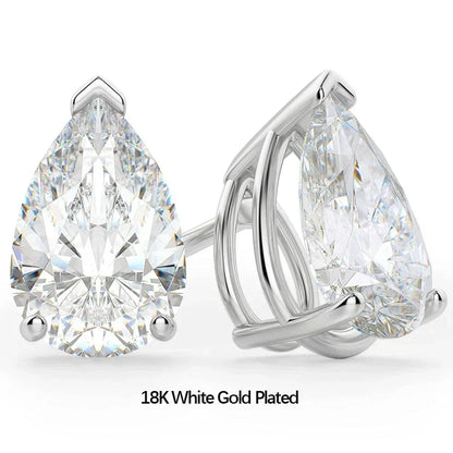 Waterdrop Solitaire Moissanite Stud Earring with Certificate 1-4CT Pear Cut Diamond Ear Studs S925 Silver Jewelry for Women Men