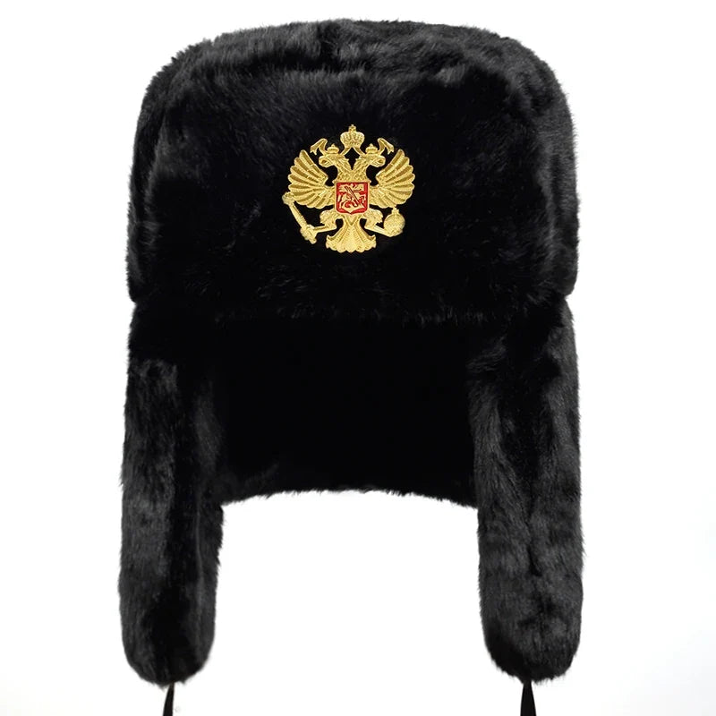 Russian bomber cap outdoor warm earmuffs men and women universal winter ski caps military badge thickened hats