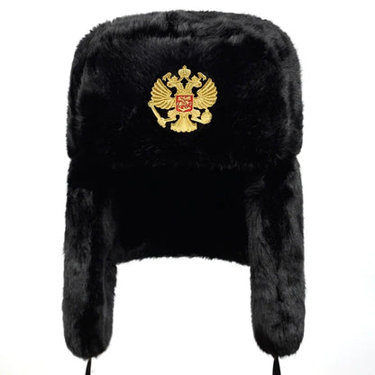 Russian bomber cap outdoor warm earmuffs men and women universal winter ski caps military badge thickened hats