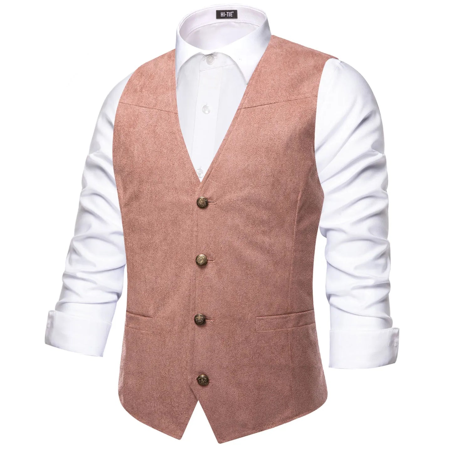 Luxury Men Vest Suede Fabric Solid Waistcoat Casual Fit High Quality Wedding Business Beige Brown Black Red Green Silvery