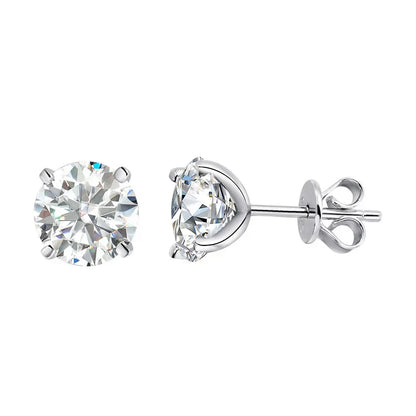 Real 0.2CT-3CT D Color Moissanite Four Claws Stud Earrings For Women Top Quality 100% 925 Sterling Silver Wedding Jewelry