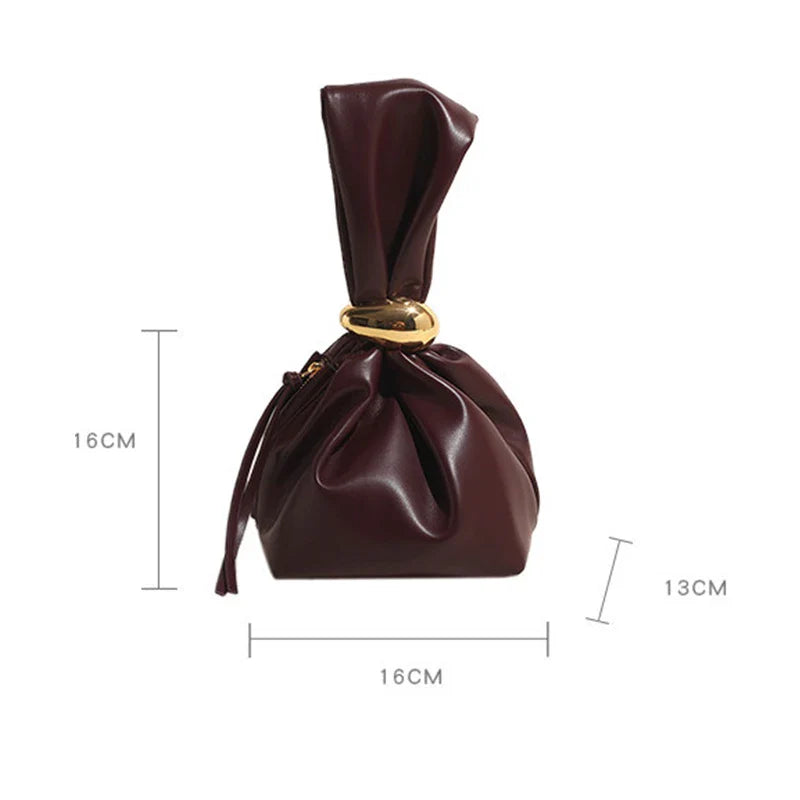 Design Mini Pu Leather Dumpling Niche Clutch Bags for Women Fashion Knotted Female Retro Shoulder Bag Wrist Handbags and Purses