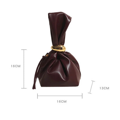 Design Mini Pu Leather Dumpling Niche Clutch Bags for Women Fashion Knotted Female Retro Shoulder Bag Wrist Handbags and Purses