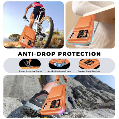 For iPhone 17 Pro Max Case,Wallet - Full Body Protective with Card Holder (4 Cards) Camera Cover & Kickstand-Orange