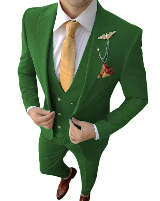 12 Colors Formal Business Men Suit Costume Homme Tuxedos For Wedding Bridegroom 3 Pcs Prom Slim Fit Blazers Jacket Pant Vest