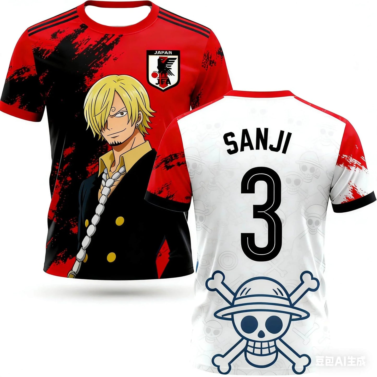 Japan One Piece Luffy Football Jersey Men T-shirt Football Special Jersey Adult Men's Quick-Drying Sweatshirt