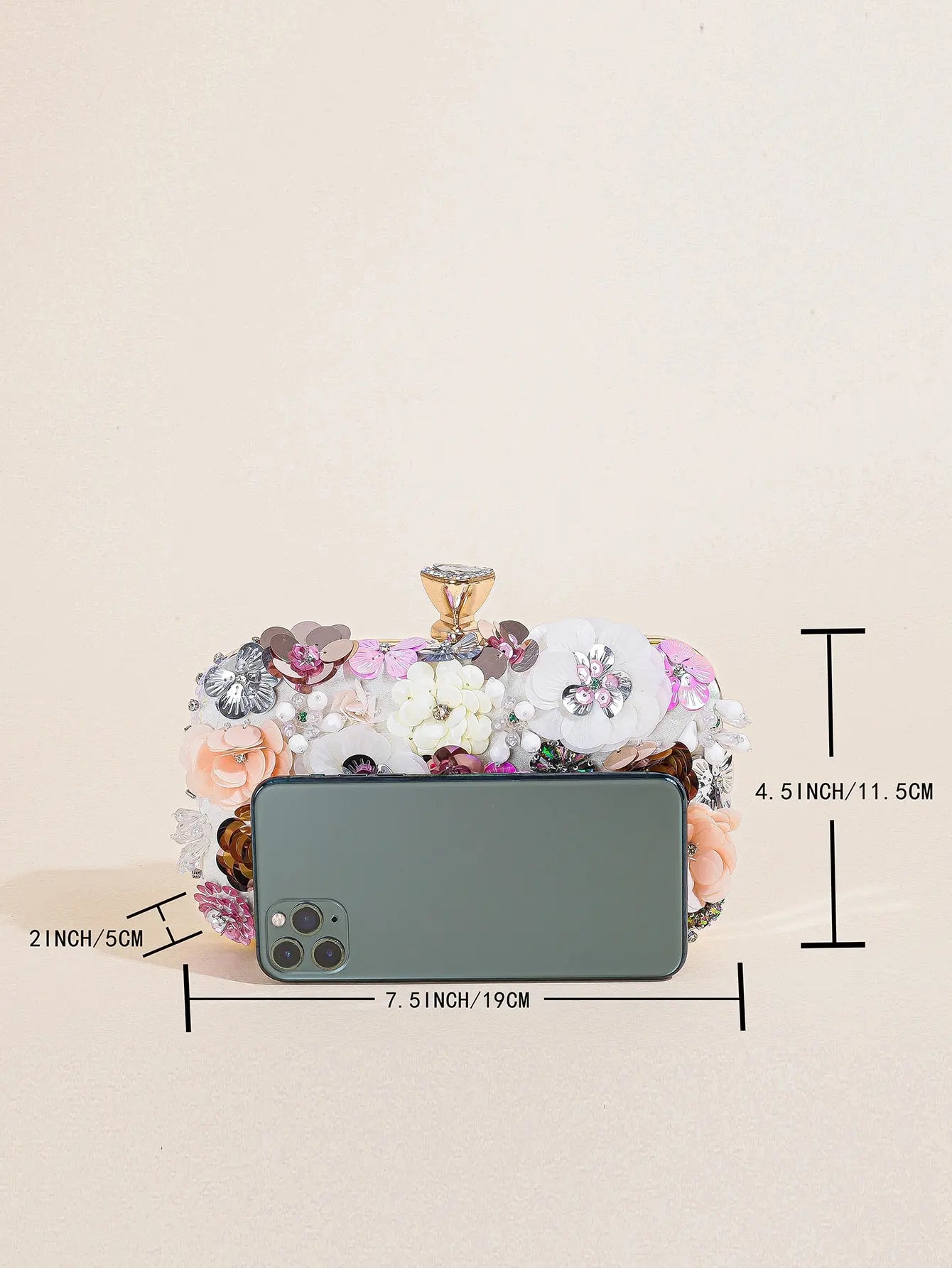 I PC Black Elegant Floral Beaded Clutch, classic Banquet Purse,Women's Fashion Evening Bag Foren Wedding Party Prom
