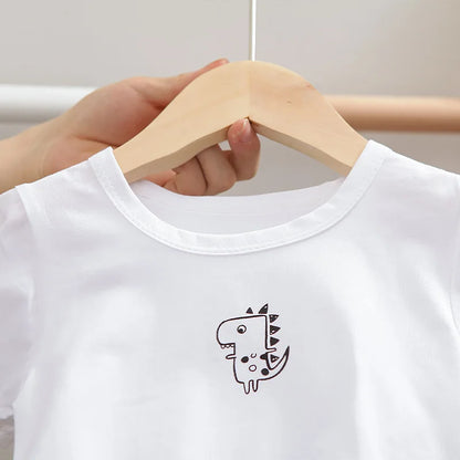Summer Baby Boys Clothes Suit Toddler Kids Jumpsuit Boys Suspender Denim Shorts&Tshirt 2 pcs Sets Children Clothes Elastic Jeans