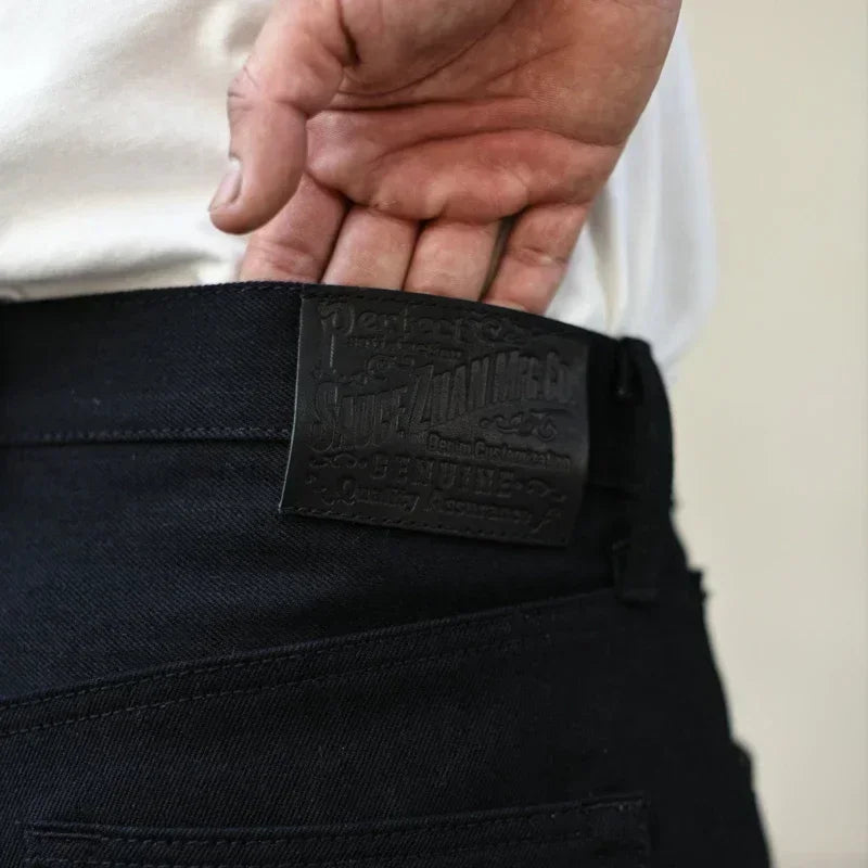Mens Jeans Black Jeans Double-sided Dyeing Sanforized Selvedge Denim Jeans  16 Oz Regular Fit