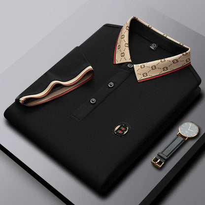 2025 New Summer Men's Business Leisure High end Fashion Boutique Embroidery Original Design Top Short sleeved Polo Shirt