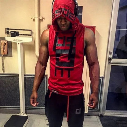 Mens Street Corner Pullovers Fitness Sport Sleeveless Hoodies Gym Bodybuilding Running Training Jogging Cotton Casual Sportswear