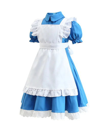 Children Blue Alice In Wonderland Halloween Costume For Kids Party Lolita Maid Dress Cosplay Fancy Carnival Costumes Girls
