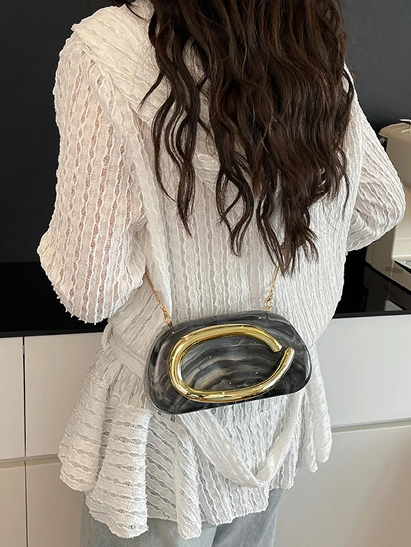 Women's Sealed Box Shaped Acrylic Clutch Fashion Dinner Wedding Party Handbag Elegant Luxury Designer Crossbody Shoulder Bag